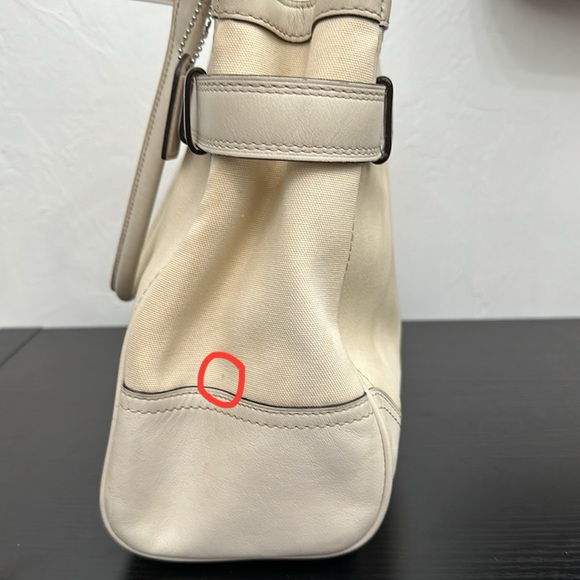 Coach F11682 Hampton Ivory Canvas Leather Stripe Satchel Carryall Tote Handbag - Picture 14 of 14